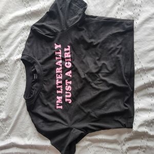 Black T-Shirt with Pink Lettering